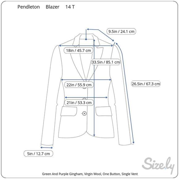 Pendleton VTG Green and Purple Gingham Virgin Wool Blazer Jacket Women’s 14T - Picture 8 of 8